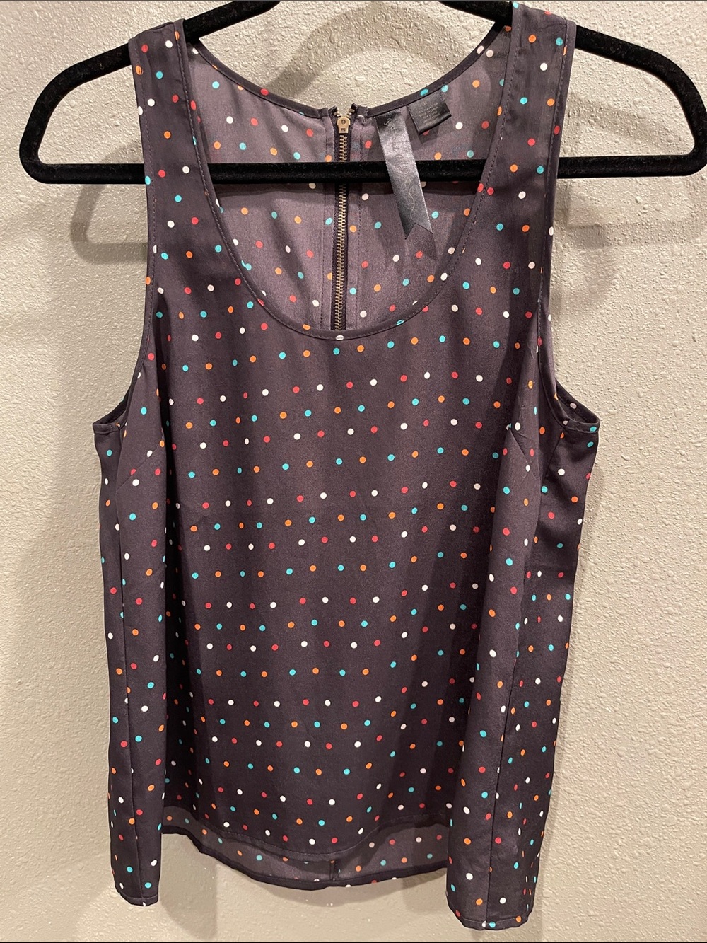 Petticoat Alley Black Polka Dot Sleeveless Tank